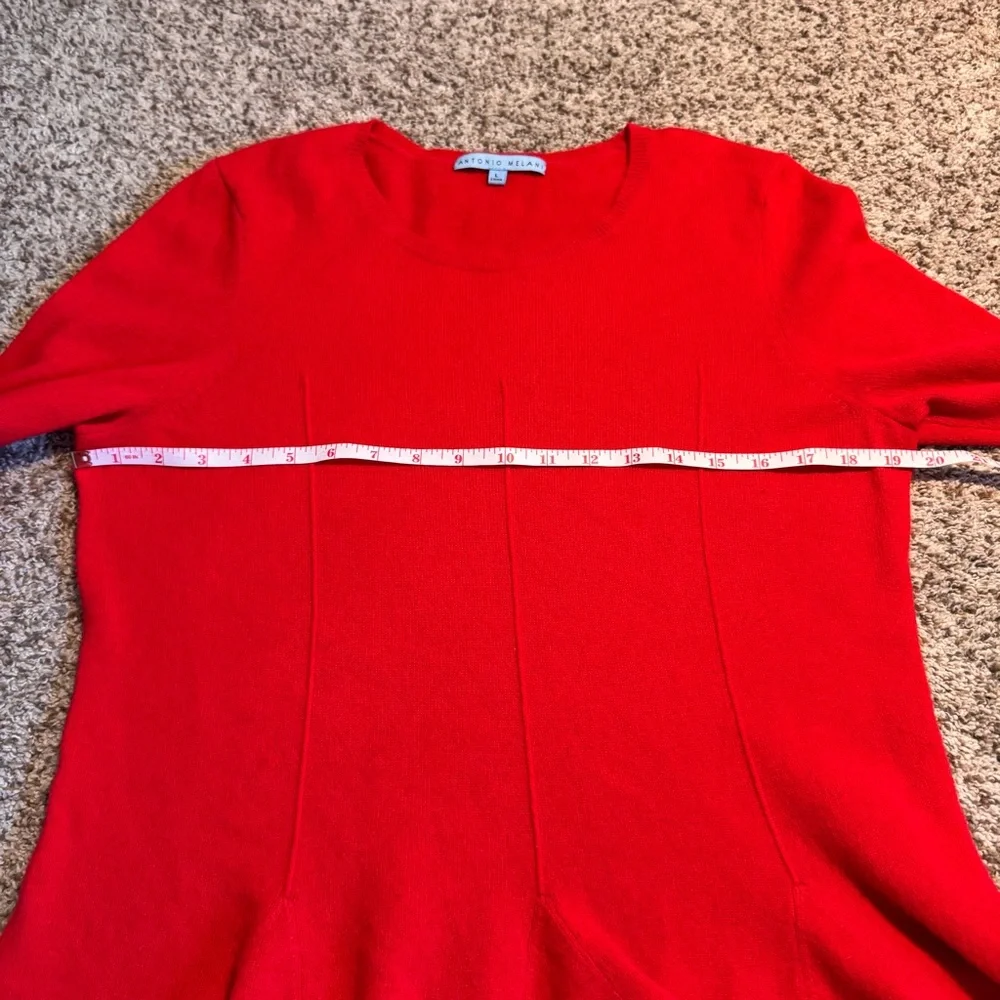ANTONIO MELANI Cashmere Red Crew Neck Peplum Sweater - L - Picture 5 of 6
